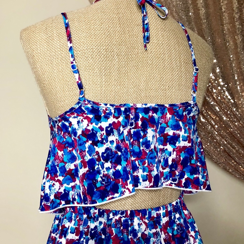 JESSICA SIMPSON Blue Watercolor Cutout Dress - Picture 9 of 10